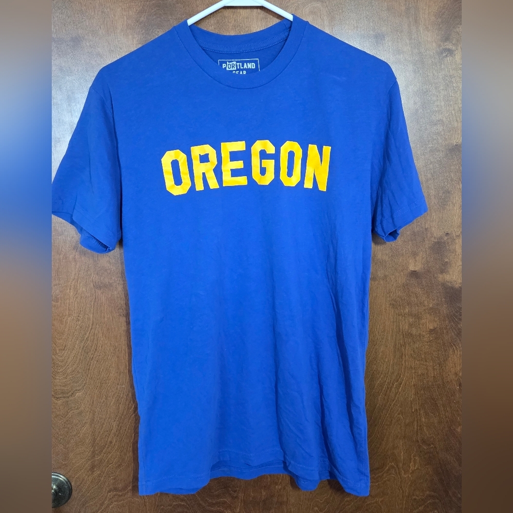 Portland Gear OREGON Blue Yellow State T-Shirt Soft Cotton Blend Short Sleeve MD